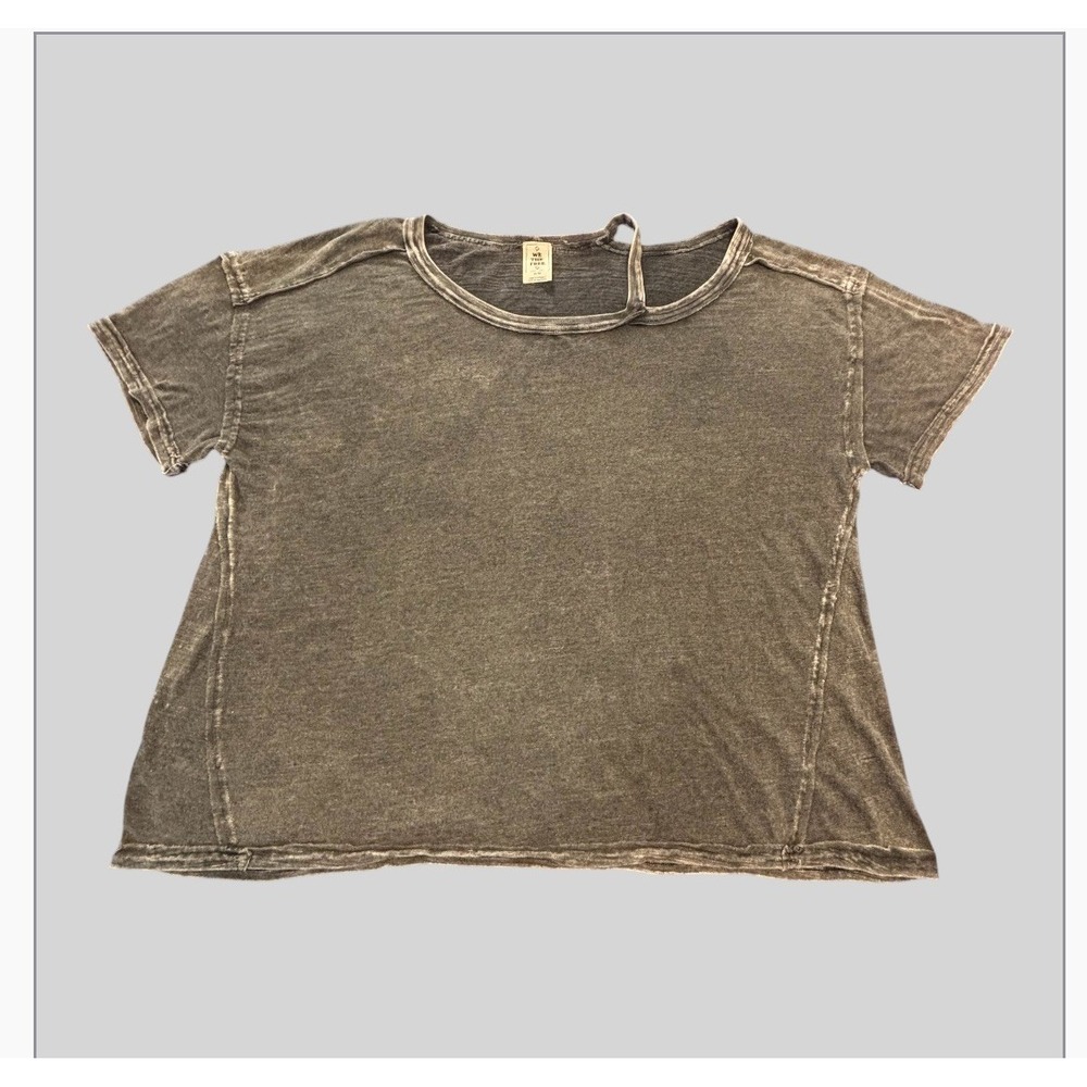 Free People We The Free Alex Tee Women's XL Gray Off Shoulder Relaxed Y2K